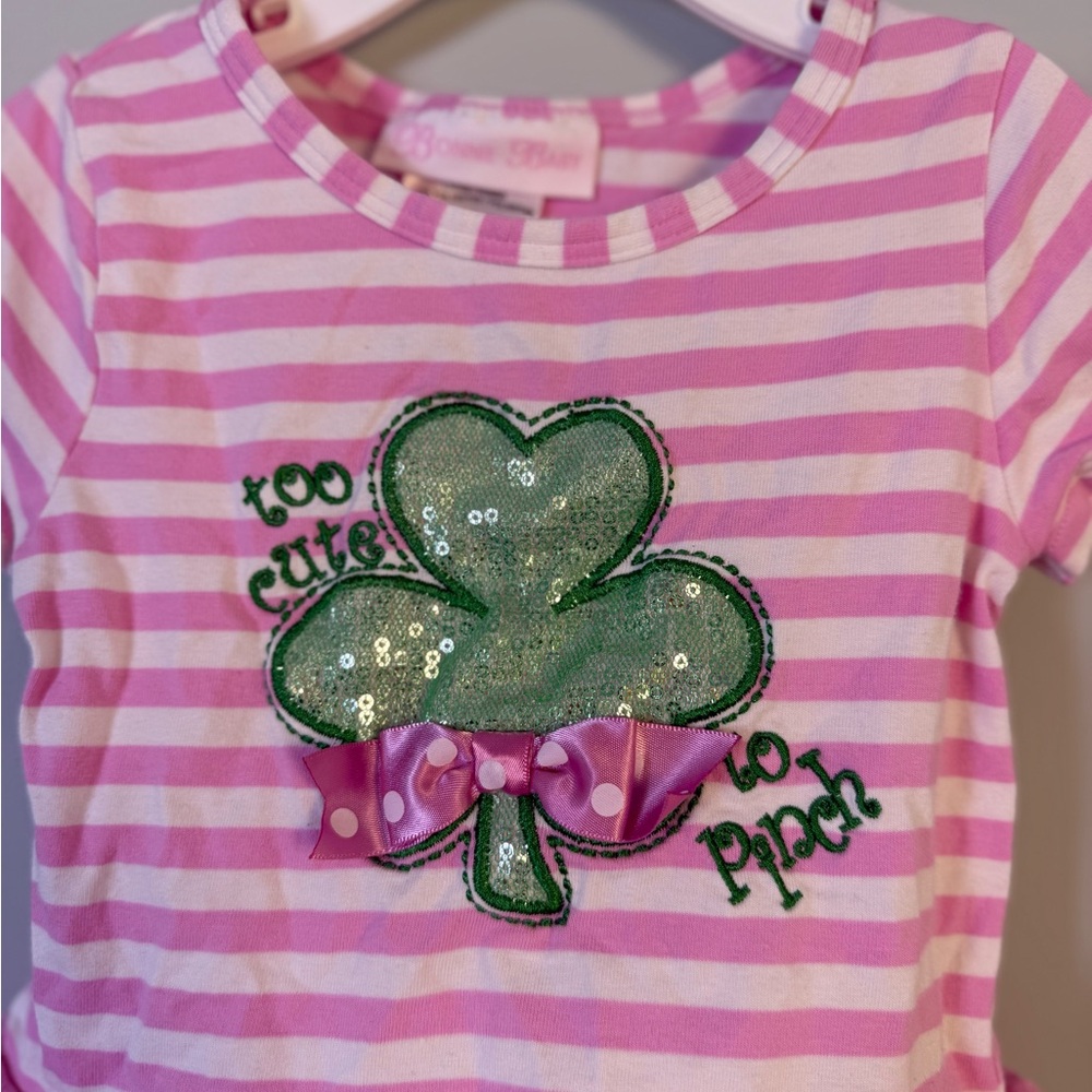 St Patrick’s Day Girl Set Pink Top Green Pants 24 months - Picture 3 of 9